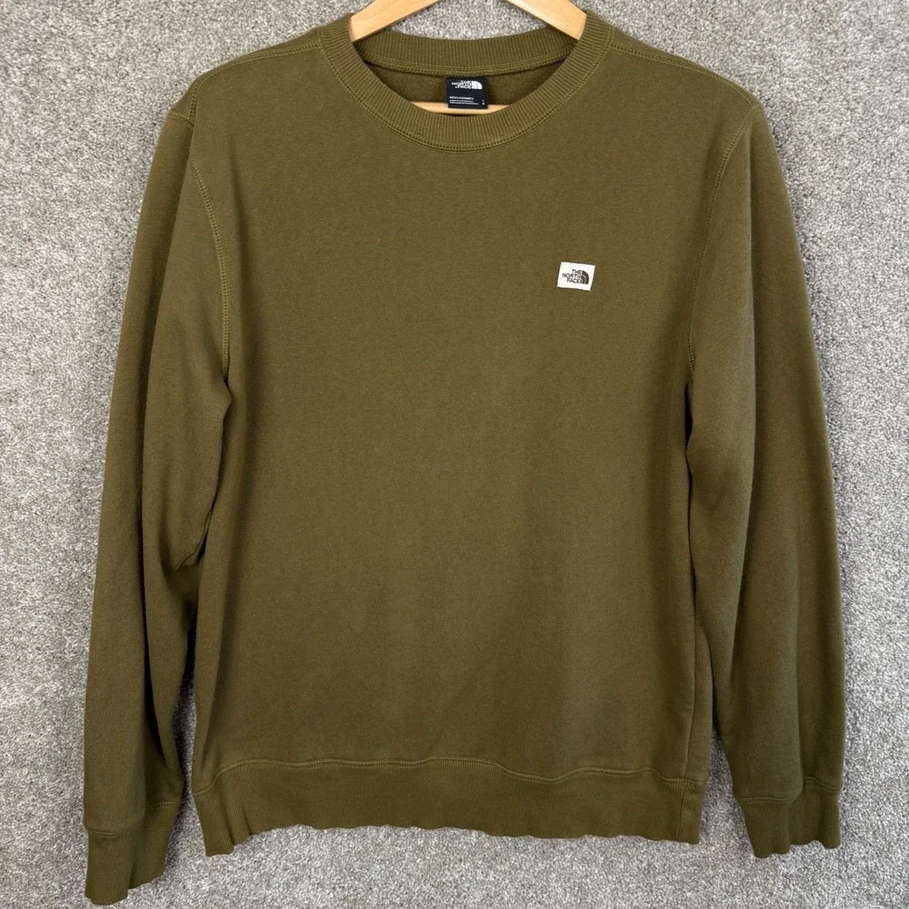 The North Face Mens Heritage Patch Crewneck Sweatshirt Olive Green A55TM Large